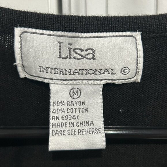 Lisa International Black Embroidered Butterfly Tank Top Size M Casual Relaxed - Picture 5 of 9